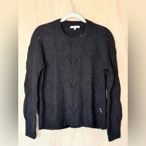 Madewell Charley Pullover Sweater Black Alpaca Blend Pointelle Knit Women's Sm